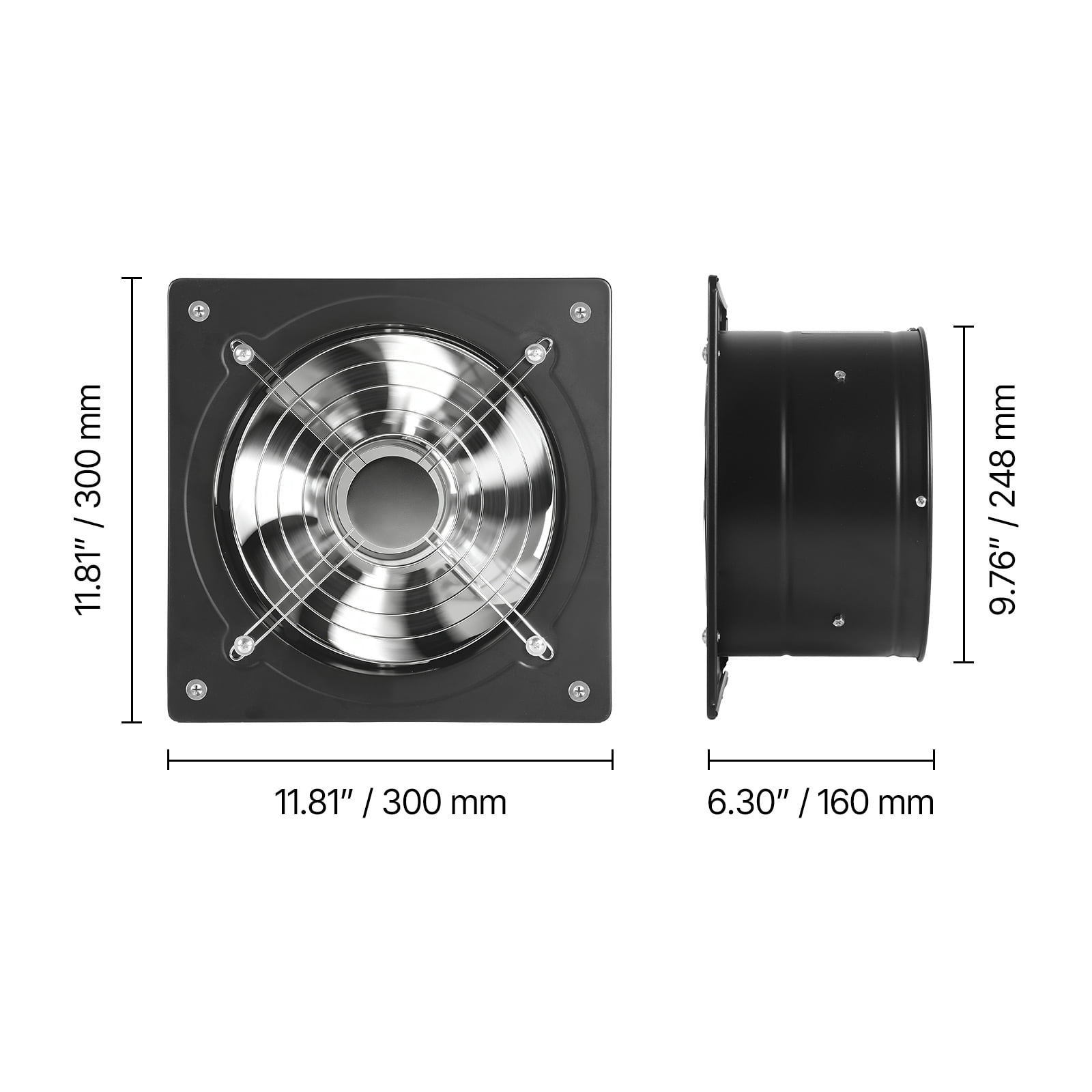 VEVOR 10 Inch Exhaust Fan, 988 CFM High Velocity Wall Mount Vent Fan with On/Off Control, Low Consumption, Portable Ventilation Extractor for Attic,Garage,Basement,Workshop,Kitchen,Chicken Coop,Black