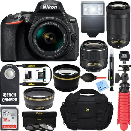 Nikon D5600 24.2MP DSLR Camera with 18-55mm VR and 70-300mm Dual Lens (Black) – (Certified (Best Nikon Dslr Under 1000)