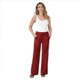thumbnail image 5 of Nestiefly Cotton Linen Pants Women 2026 Summer Casual High Waist Straight Leg Trousers Lightweight Loose Pant with Pockets Wine 2XL, 5 of 7
