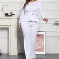 thumbnail image 2 of Plus Size 2 Piece Outfits for Women Blazer Top Long Sleeve Long Pants Sets Casual Elegant Business Suit with Belt, 2 of 4