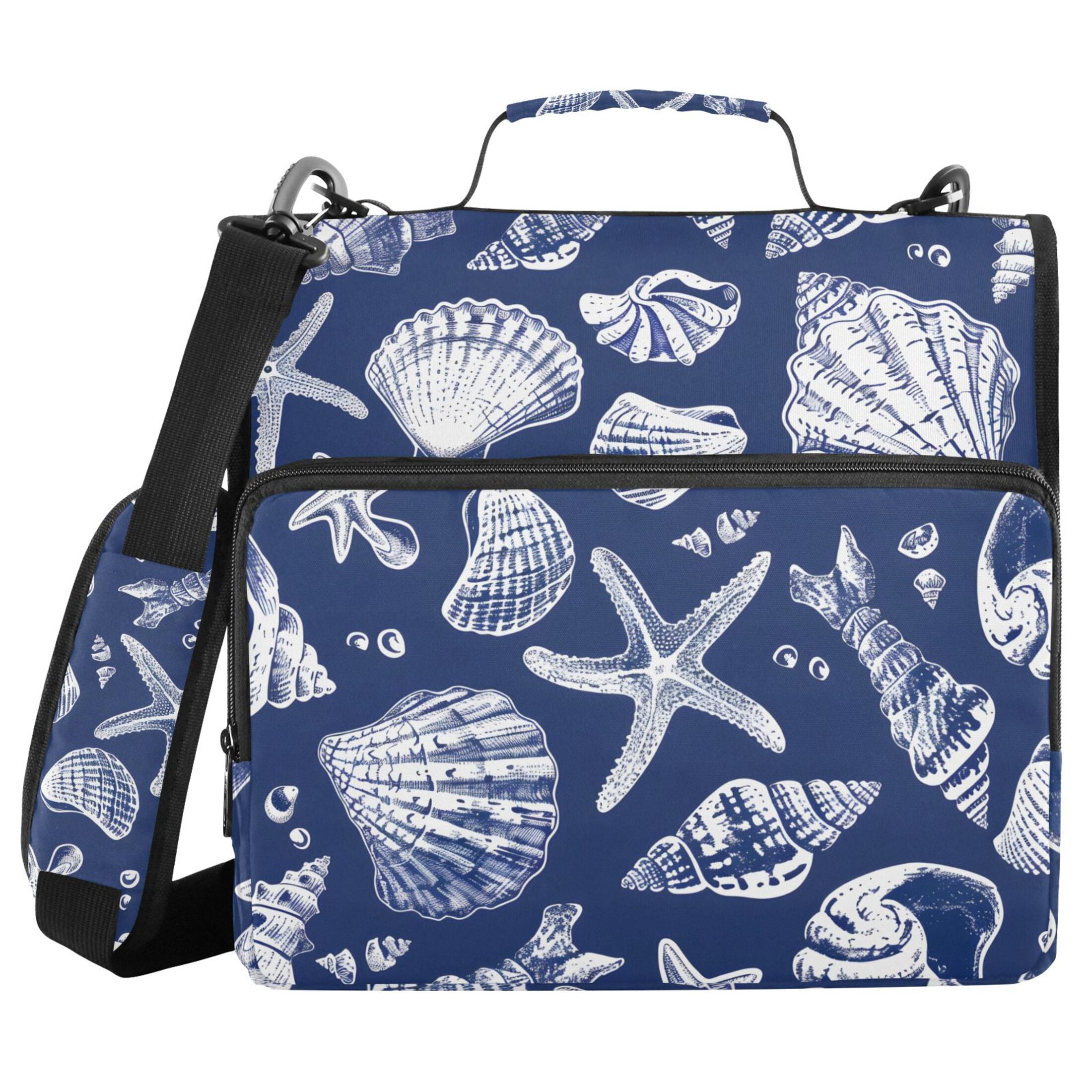 ALAZA Zipper Binder Sea Shells Starfish 3 Ring Trapper Keeper File Folder Organizer Bag