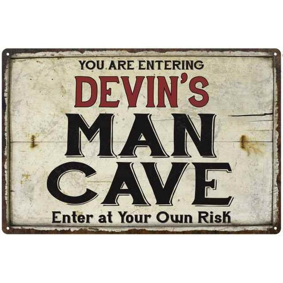 DEVIN'S Man Cave Sign Rustic 16 x 24 Matte Finish Metal 116240035398