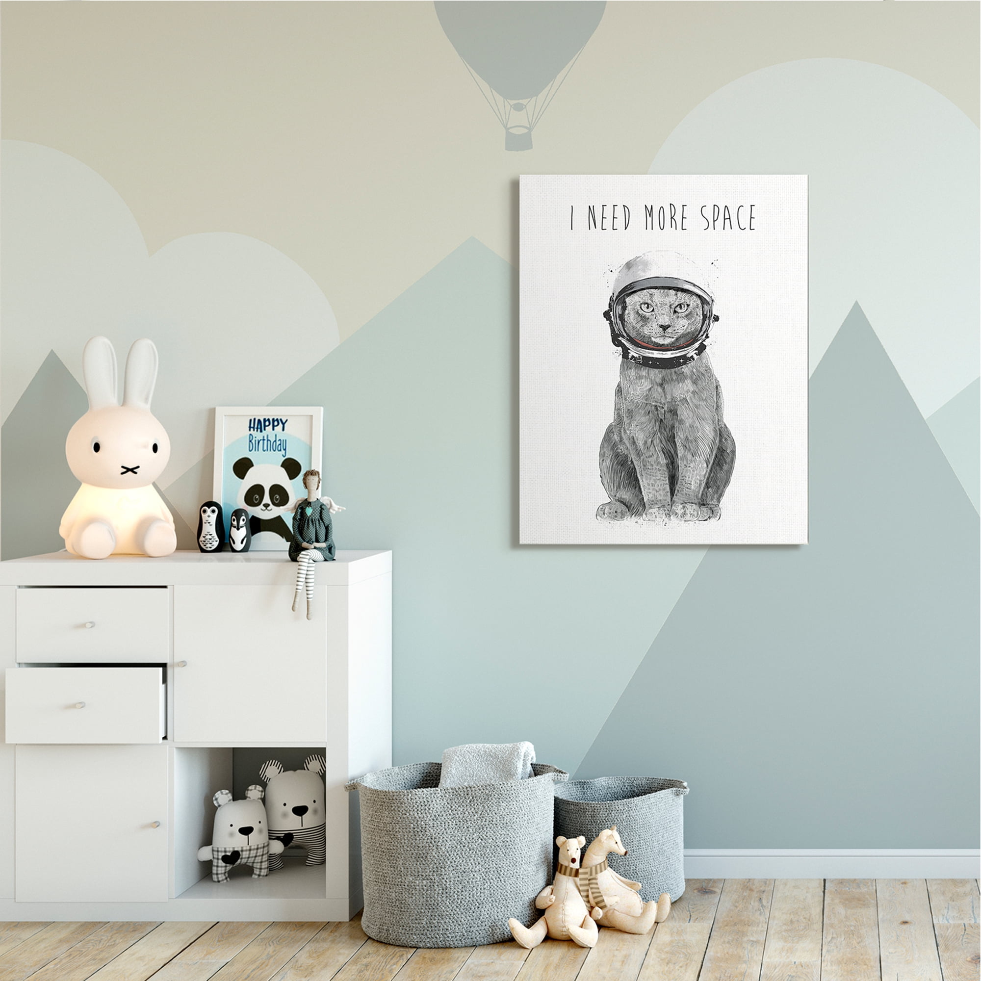 Stupell Industries Need More Space Phrase Funny Cat Astronaut Animals & Insects Painting Gallery Wrapped Canvas Art Print Wall Art, 36 x 48
