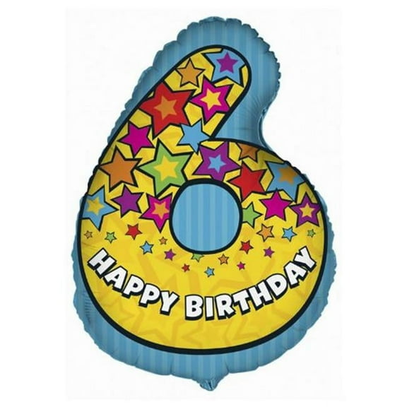 Unique 52836 25 in. Six Numerail Foil Balloon Bulk