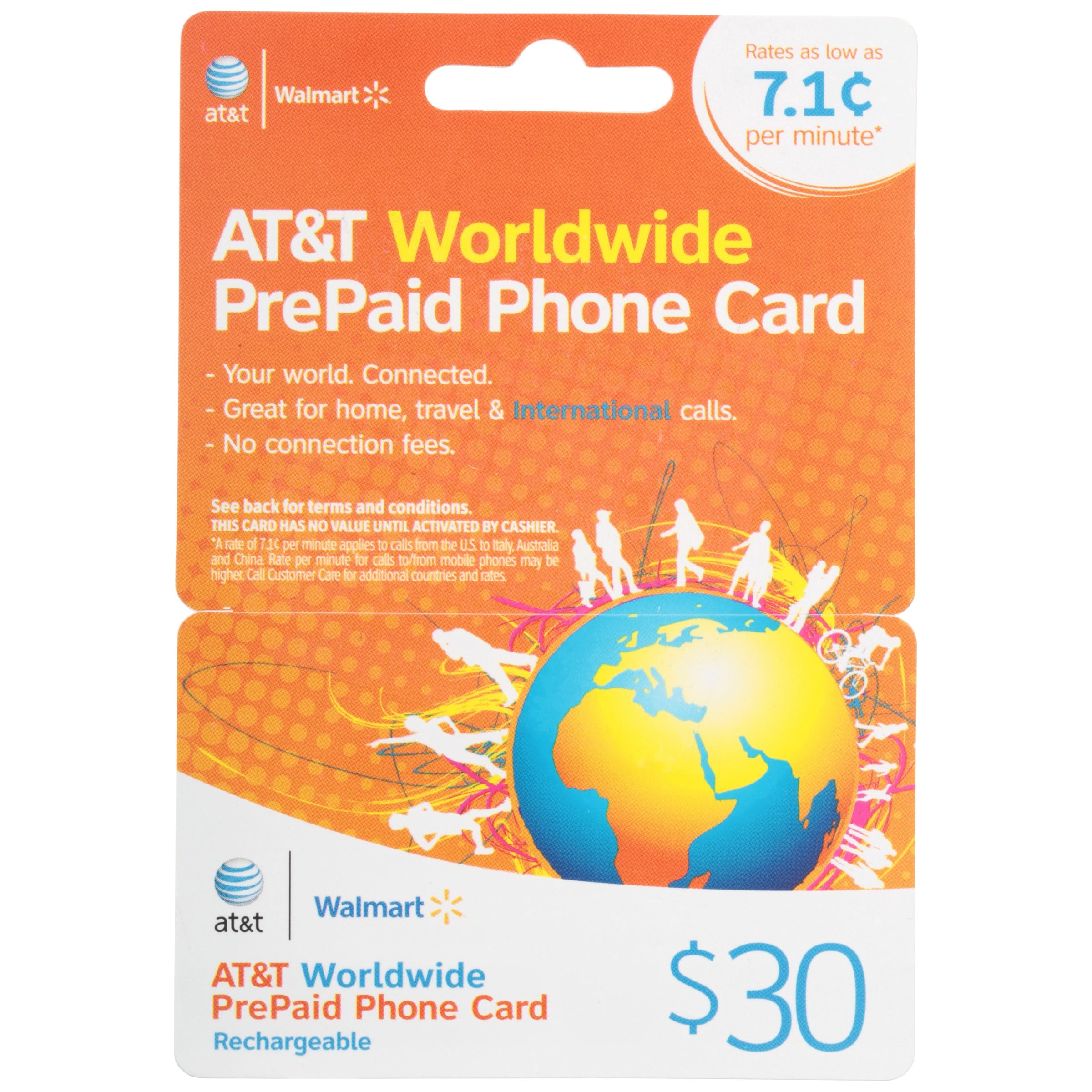AT&T Worldwide PrePaid $30 Rechargeable Phone Card