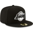 thumbnail image 3 of Men's New Era Black Los Angeles Lakers Black & White Logo 59FIFTY Fitted Hat, 3 of 6