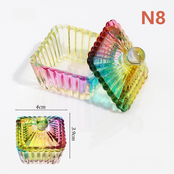 Aurora Colorful Nail Art Glass Brush Cleaning Glass Cup Powder Crystal Dish Wash Pen Bowl With Lid Manicure Holder Salon Tool