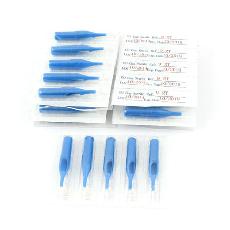 50 Pcs Disposable Tattoo Tip Tube Nozzle 9R Blue for Round Liner/Shader
