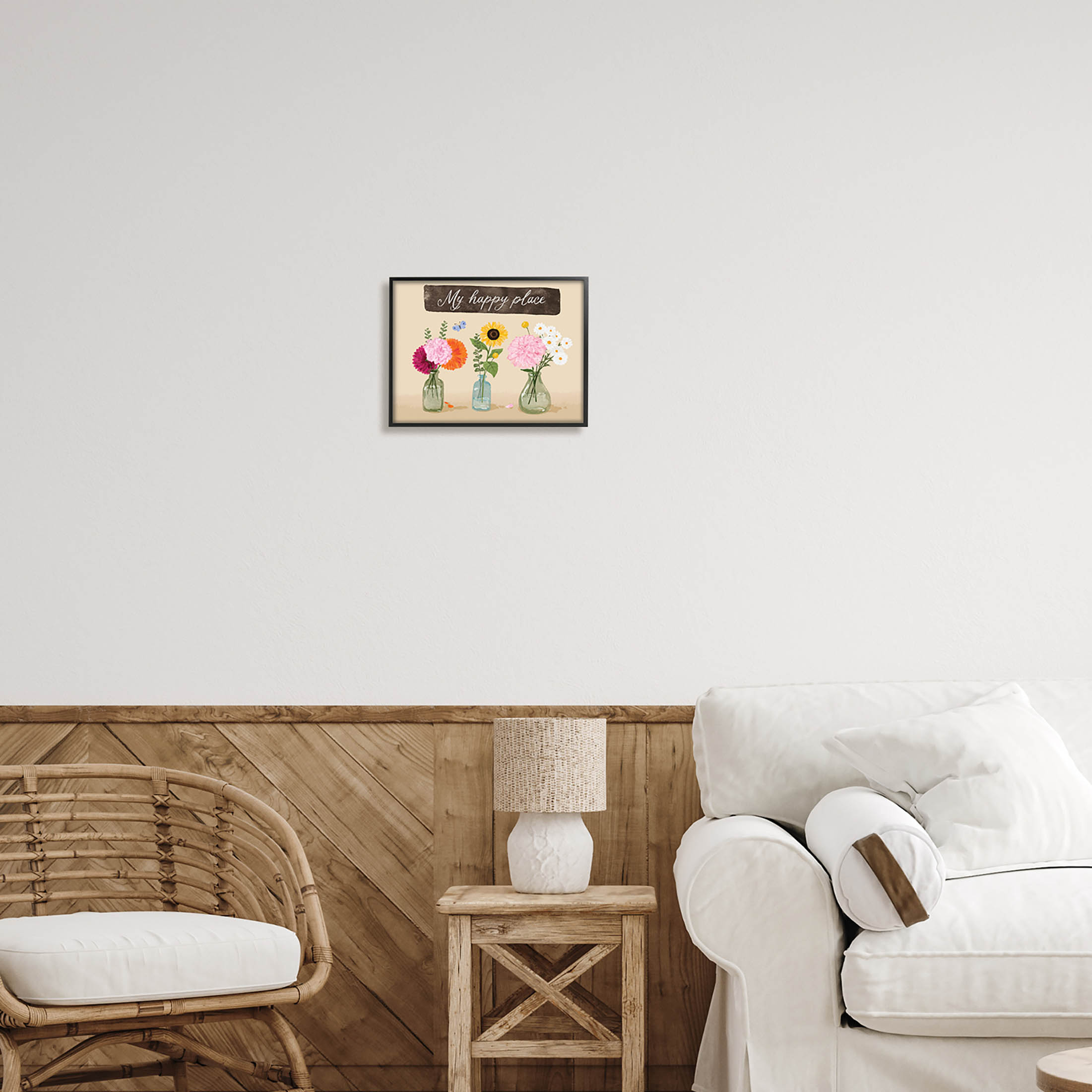 Stupell Industries My Happy Place Bouquets Graphic Art Black Framed Art Print Wall Art, Design by Be Ni La
