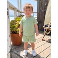 thumbnail image 4 of Loicainy Baby Toddler Boy Summer Clothes Set 6 12 18 24 Months 2T 3T 4T Short Sleeve Doll Collar Tops Elastic Shorts Outfits, 4 of 9