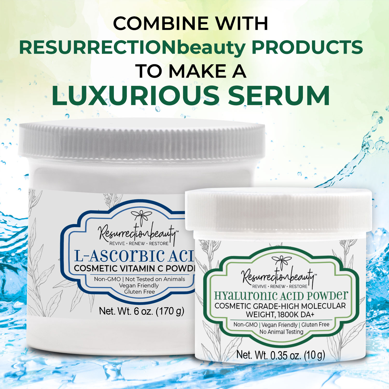 100% Pure L-Ascorbic Acid (Cosmetic Vitamin C Powder for Face) to Make Your Own Serum & Mask 6oz