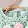 thumbnail image 3 of Toddler Baby Girl Outfits 3D Flower Ruffle Smocked Tunic Top Shorts Set Cotton Linen Outfit 2Pcs Shorts Set Kaprioy Baby Girl Outfits 18 24 Months 2T 3T 4T, 3 of 8