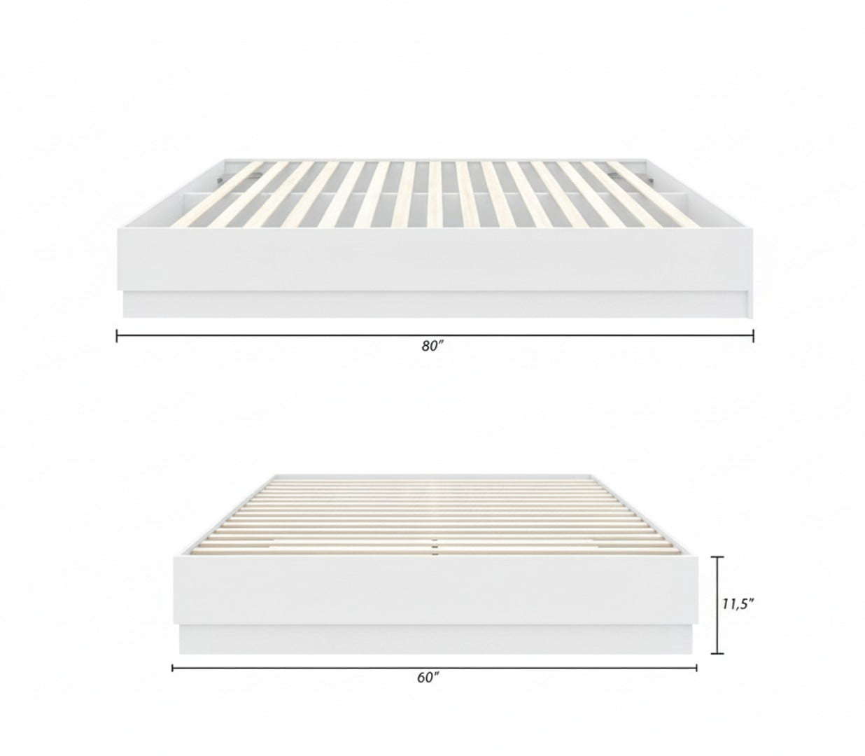 Nexera Milano Queen Size Platform Bed Frame, White Woodgrain