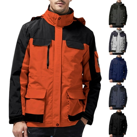 Kukoosong Men's Winter Skiing Jackets, Outdoor Water Resistant Fleece Climb Windbreakers, Insulated Thermal Snowboard Jacket, Detachable Hood Windproof Parka Rain Jacket