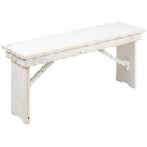 Pemberly Row 40" x 12" Folding Farm Dining Bench in Antique White