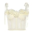 thumbnail image 1 of Women Sleeveless 3d Rose Flower See Through Mesh Bustiers Crop Top Aesthetic Tie Shoulder Straps Corsets Camisole Vests Black S, 1 of 5