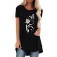 thumbnail image 1 of Femmes Mode Décontractée Chemises Imprimées Manches Courtes T-Shirt Ample Hauts Tunique Blouse, 1 of 1