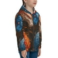 thumbnail image 5 of Xecao Red And Blue Fire Dragon F Pattern Zip Up Hoodies for Boys Girls, Sweatshirt with Pockets-, 5 of 6