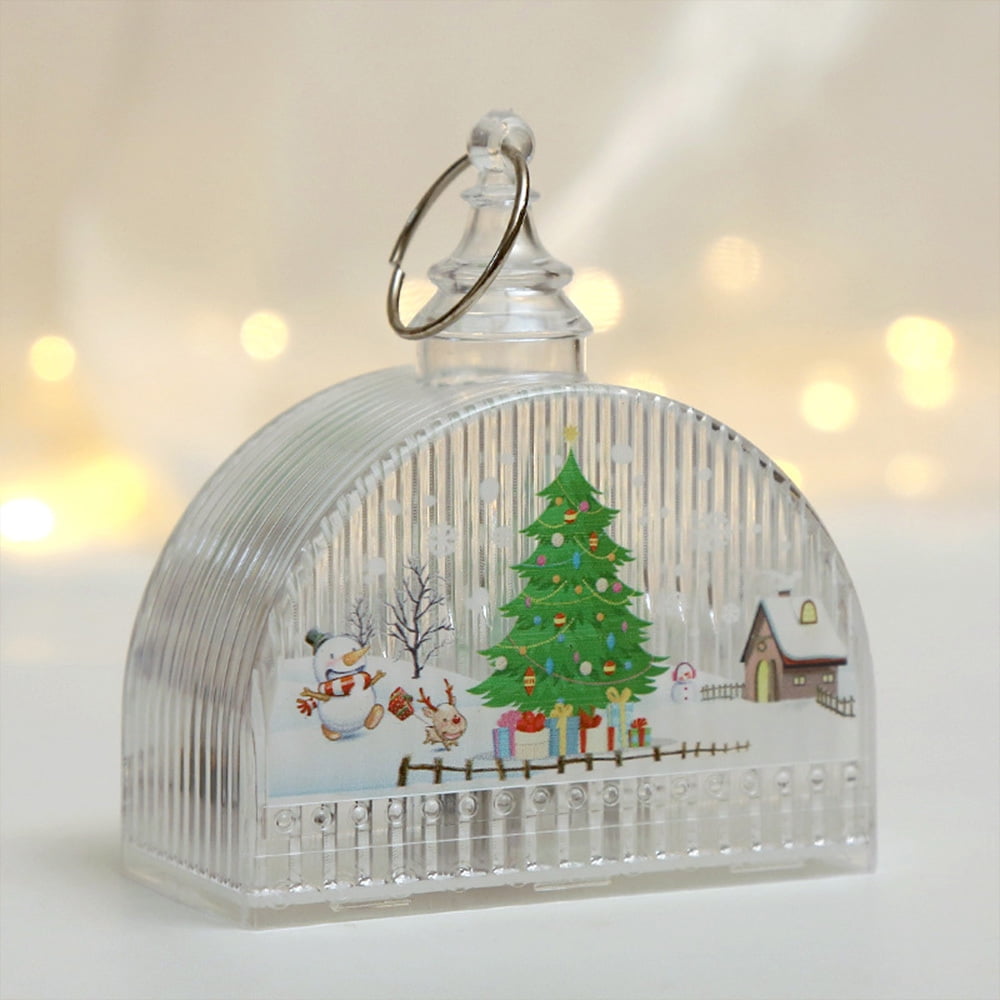Lighted Snow Globe Christmas Decor Clear LED Lights Hanging Lantern