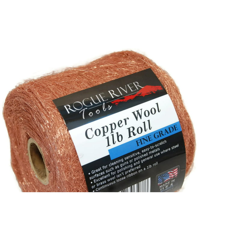 Copper Wool FINE Grade - 1lb Roll - by Rogue River Tools. CHOOSE GRADE!  Made in USA, Pure Copper