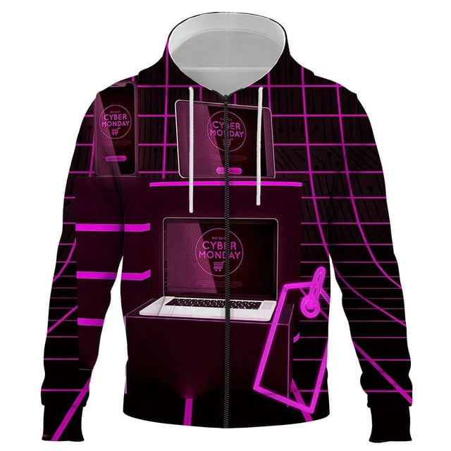 Sudadera con capucha y cremallera para hombre, suéter holgado de gran tamaño con impresión 3D y nueva tecnología digital, estilo urbano, primavera y otoño