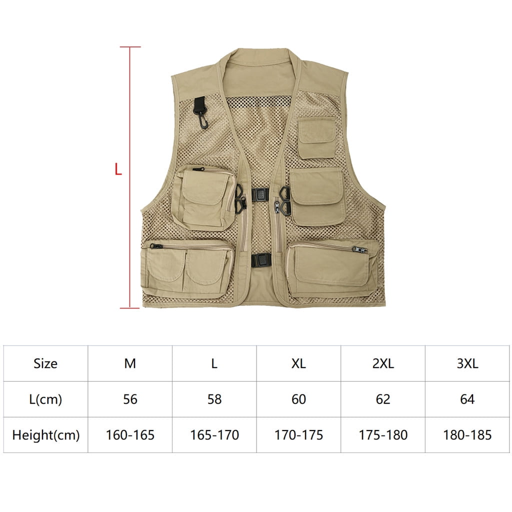 Necvior Multi Pockets Vest Men Summer Mesh Breathable Photography Waistcoat Reporter Director Casual Vest Work Uniform