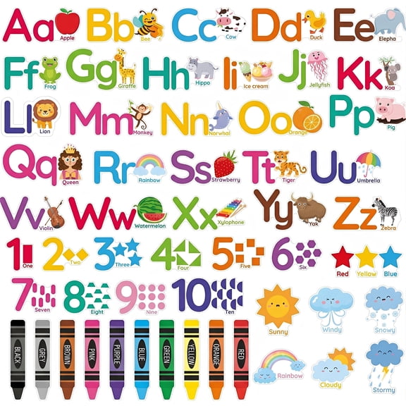 Educational Wall Decals for Kids – Peel & Stick Alphabet, Numbers, Colors, and Animals – Classroom, Nursery, and Playroom Decor