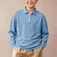 thumbnail image 2 of Falkdiz Long Sleeve Shirts for Girls Comfy 1/4 Zipper Pullover Winter Back to School Casual Solid Color Girls Tops Collar , Light Blue , Size: 5-6Years, 2 of 9