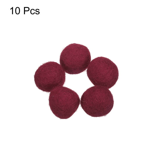 Wool Felt Balls Beads Woolen Fabric 2cm 20mm Dark Red for Home Crafts 10Pcs