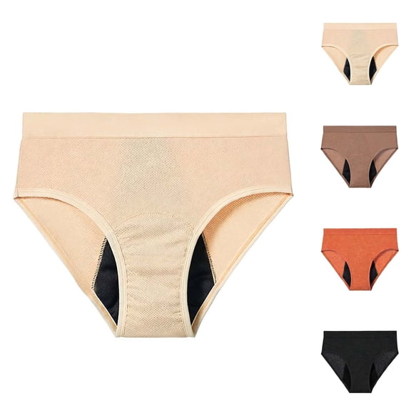 XINPING Leak Proof Period Underwear for Women Stretchy Breathable Briefs Comfy Lightweight Washable Reusable Solid Color Menstrual Panties