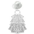 thumbnail image 3 of TiaoBug Kids Girls Halter Sleeveless Fringed Tassel Leotard Dress with Sequins Hat Jazz Latin Salsa Dance Costumes Silver 16, 3 of 5