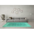 thumbnail image 3 of Ahgly Company Machine Washable Indoor Rectangle Oriental Turquoise Blue Traditional Area Rugs, 2' x 5', 3 of 4