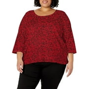 Tommy Hilfiger Plus Size Womens 3/4 Sleeve Tee Big Tall 0X Scarlet Floral
