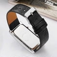 thumbnail image 4 of Reloj unisex de doble esfera con correa de cuero genuino, reloj de pulsera de cuarzo para parejas, sencillo y minimalista, para hombres y mujeres, en blanco y negro., 4 of 5