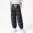 thumbnail image 2 of 1-2T Toddler Boys Girls Plaid Jogger Pants, Kids Drawstring Elastic Waist Retro Lantern Trousers with Side Pockets, Loose Casual Bottoms for 6-24 Months 2T 3T 4T 5T 6T 7T 8T Children,Black, 2 of 7