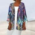 thumbnail image 1 of OUSITAID Cardigan pour Femmes Mode Décontractée Rétro Imprimé Léger Longueur Moyenne Veste Cardigan Noir L, 1 of 6