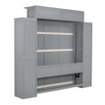 thumbnail image 7 of Queen Size Murphy Bed with LED Lights and Shelves, Solid Wood Mobile Cabinet Bed Wall Bed Chest Bed Platform Bed, Can be Folded into Cabinet for Home Office or Small Room, Gray, 7 of 7