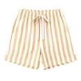 thumbnail image 7 of Cagogo Women Plus Size Drawstring High Waisted Shorts with Pockets Striped Casual Loose Workout Shorts for Summer Beach Lounge, Khaki M, 7 of 7