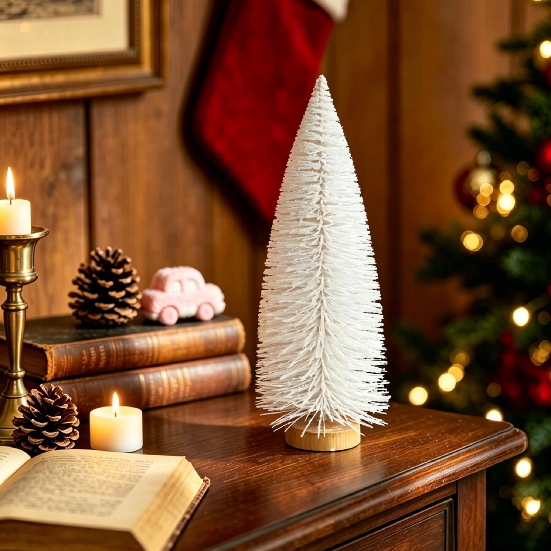 Christmas Village Pine Tree, White, 9", by Holiday Time