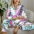 thumbnail image 6 of Picia Eiffel Tower and Hearts Pattern Women’s Long-Sleeve Sleepwear Set - Soft 2-Piece Loungewear with Pockets, Comfy PJs for Relaxing Nights-Small, 6 of 7