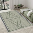 thumbnail image 2 of Casavani - 6'x9' Green Handblock Printed Cotton Dhurrie Area Rugs for Bedroom & Dining Room, 2 of 6