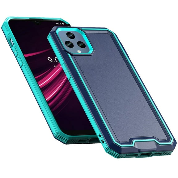 For Revvl 6X Pro 5G (T-Mobile) Tough Modern Fused Hybrid Armor Hard PC TPU Rubber Shockproof Drop Protection Cover ,Xpm Phone Case [ Blue ]