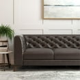 thumbnail image 7 of Flore Mid-Century Tight Back Tufted Back Genuine Leather Sofa in Brown, 7 of 7