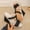 Black, variant on Women's Denim Rhinestone T-Strap Wedge Sandals,Open Toe Espadrille Platform Mules, Fashion Slip On High Heels Purple 5.5(36)