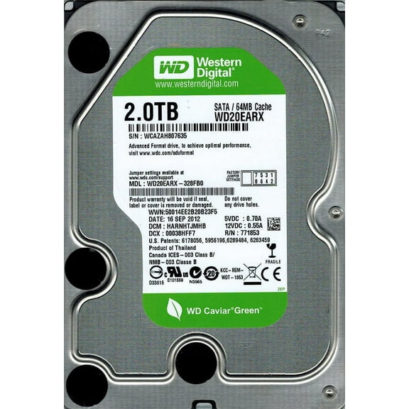 Western Digital WD20EARX-328FB0 DCM: HARNHTJMHB 2TB
