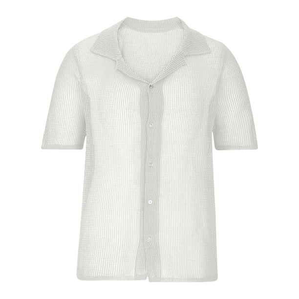 pstuiky camisetas de hombre, Blusa informal de punto con cuello vuelto, manga corta y color liso para hombre camisas casuales para hombre l