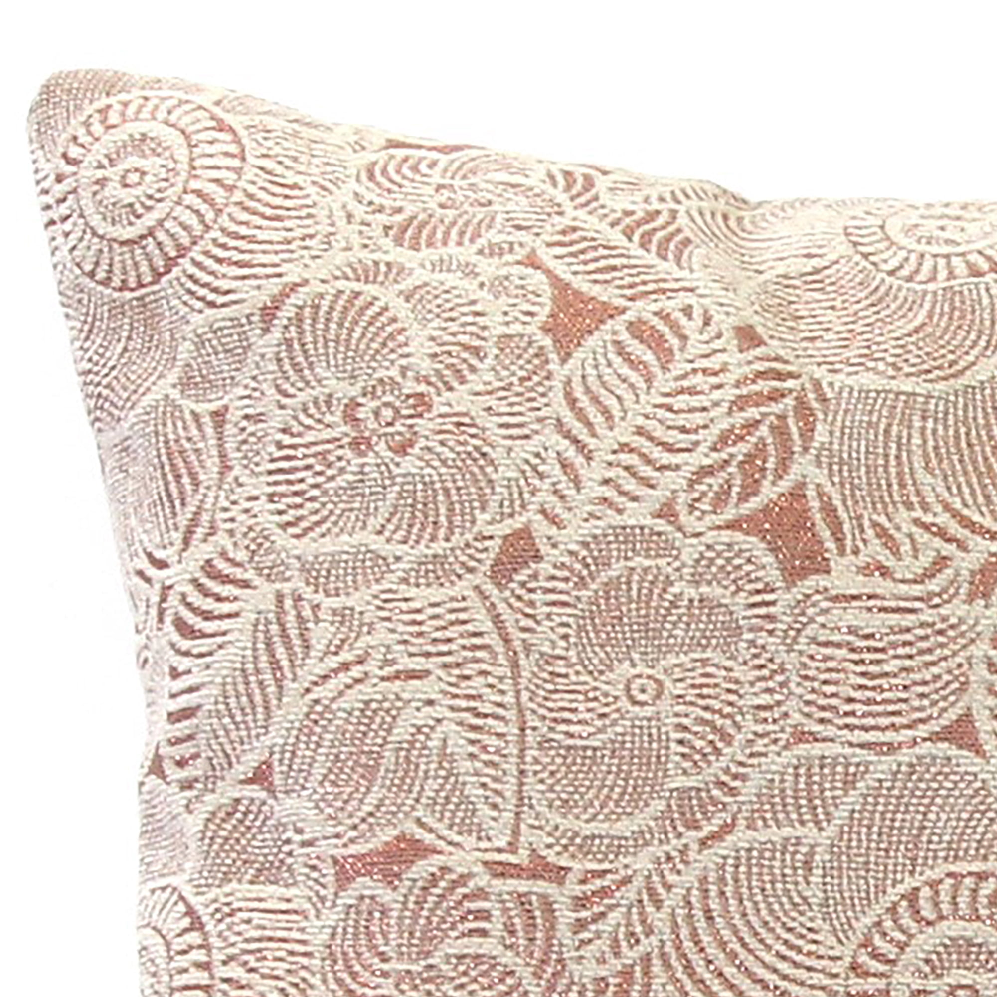 Jordan Manufacturing 20" x 15" Ashani Rose Tan and Cream Floral Rectangular Decorative Lumbar Throw Pillow with Welt