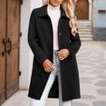 thumbnail image 2 of Mid Length Coat With Notch Lapel Button Front Pockets Long Sleeve Winter Outerwear For Cold Weather, 2 of 4