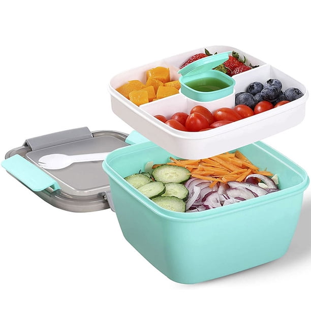 Advancent Ensaladera con compartimentos para aderezo, microondas, comida, aperitivos, caja Bento de plástico, juego de vajilla para exteriores, Picnic, Mostrada Verde Advancent HA067385-03