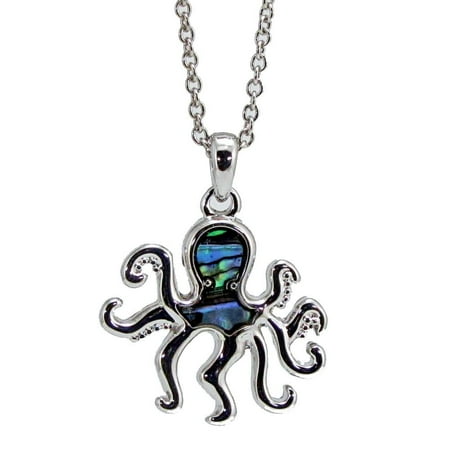 Storrs Wild Pearle Handmade Abalone Pendant 18" Necklace Swim Octopus